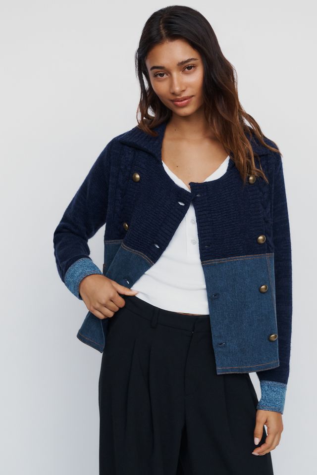 Maeve Cotton-Wool Blend Denim Cardigan #4