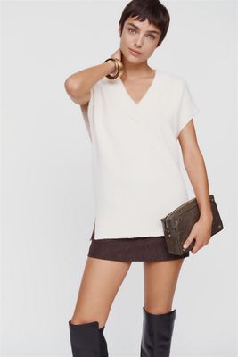 Maeve Oversized V-Neck Sweater Vest 