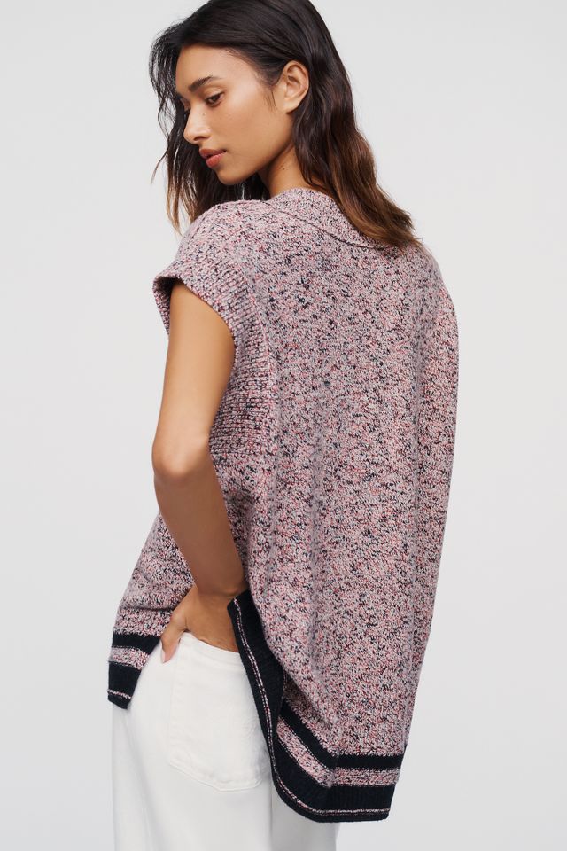 Maeve Oversized Wool Cotton Short Sleeve V-Neck Sweater #2