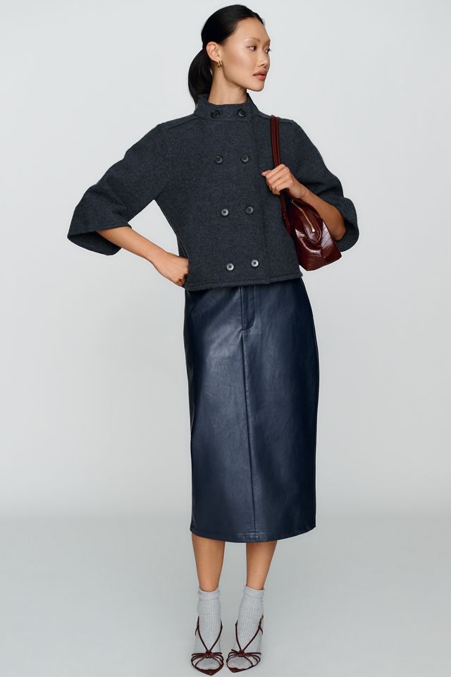 Maeve 100% Wool Double Breasted Capelet Jacket #1