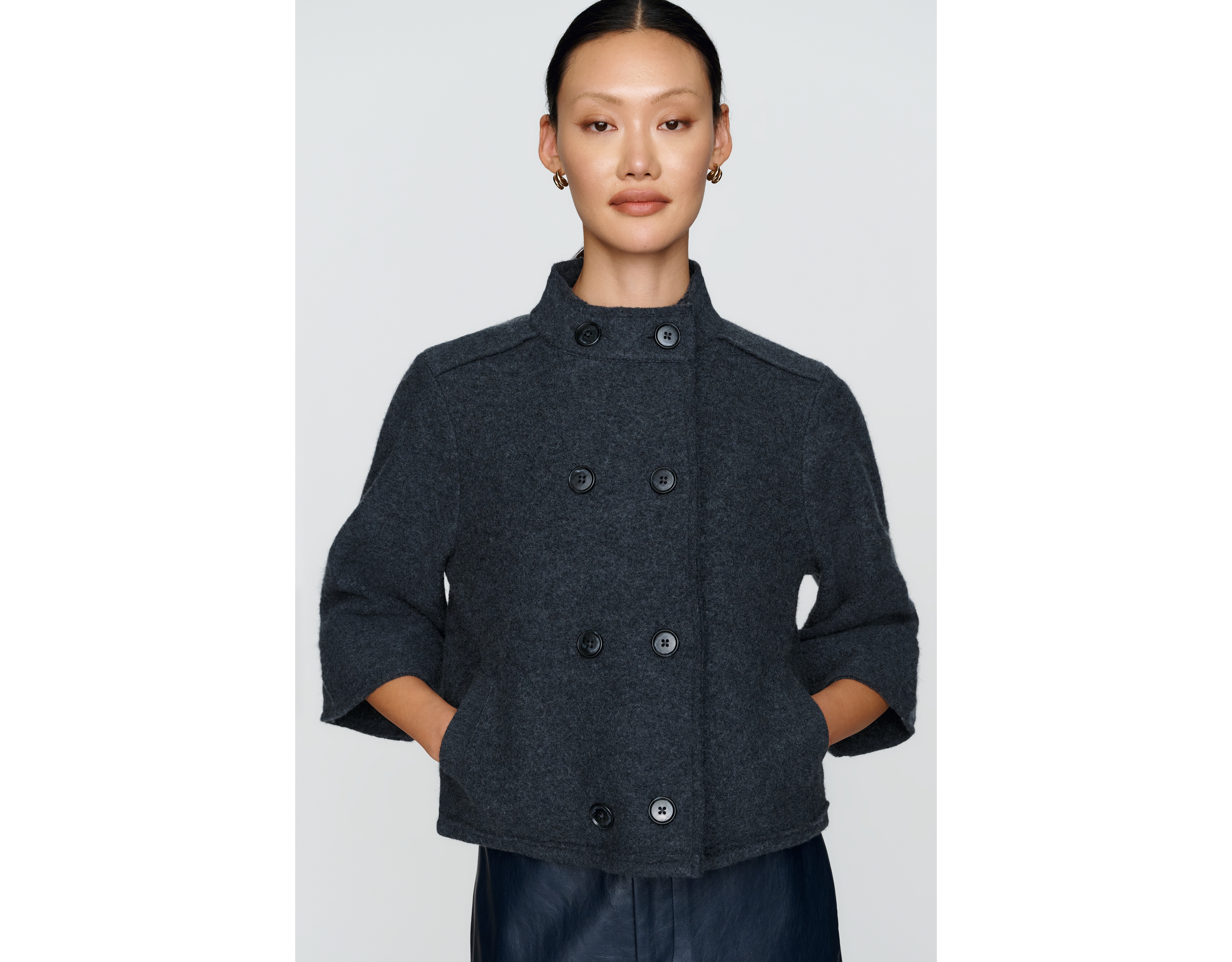 Maeve 100% Wool Double Breasted Capelet Jacket