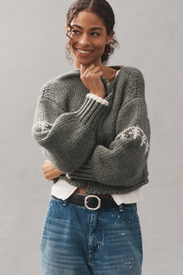 Pilcro Chunky Knit Cardigan Sweater In Gray