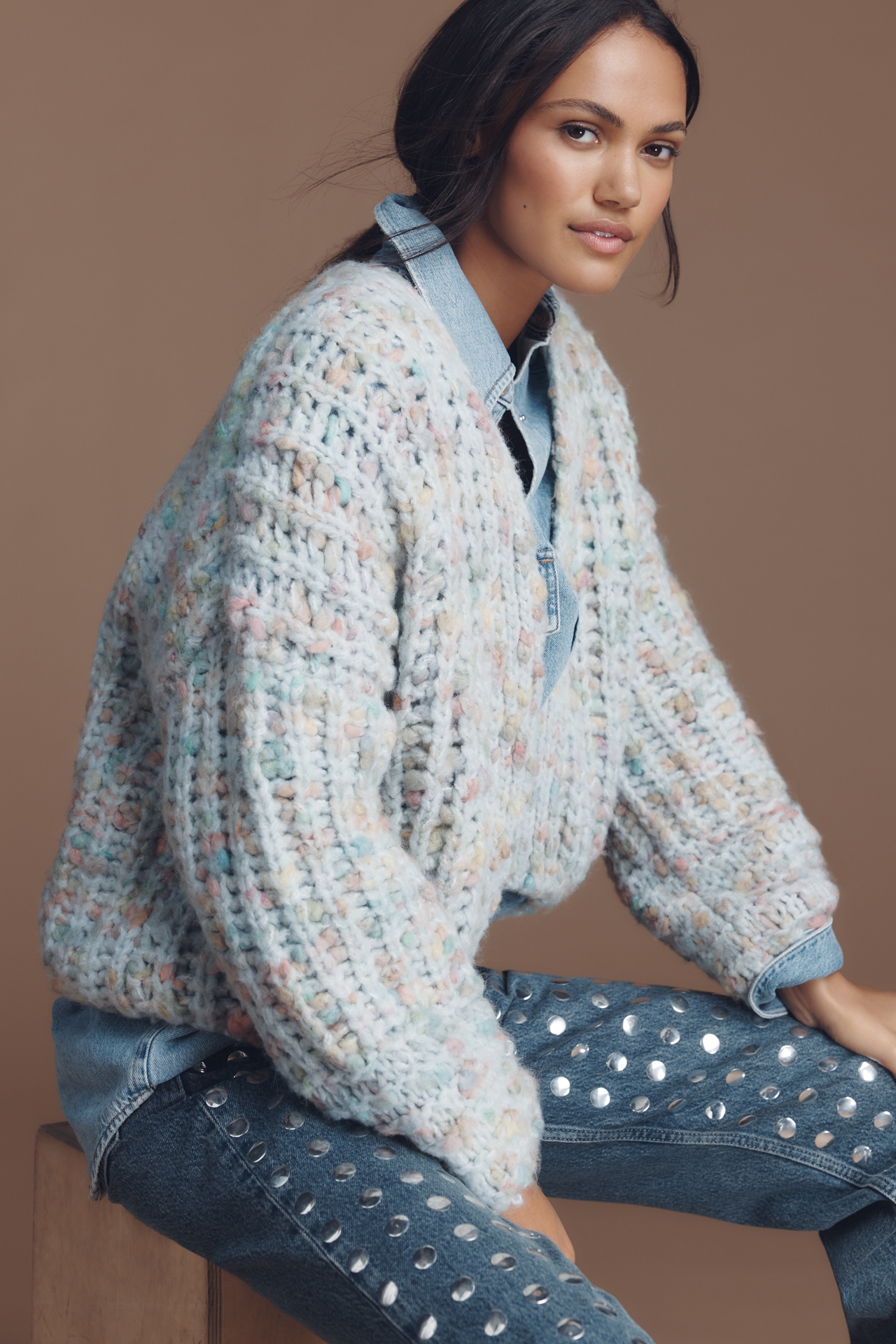 By Anthropologie Chunky Open-Front Cardigan Sweater