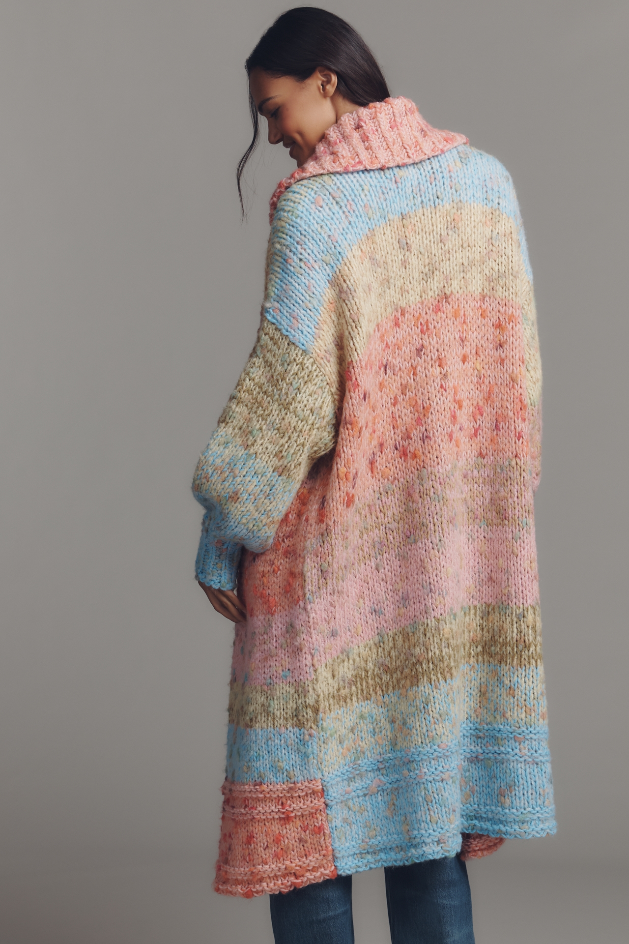 Maeve Collared Ombre Wool Blend Duster Sweater