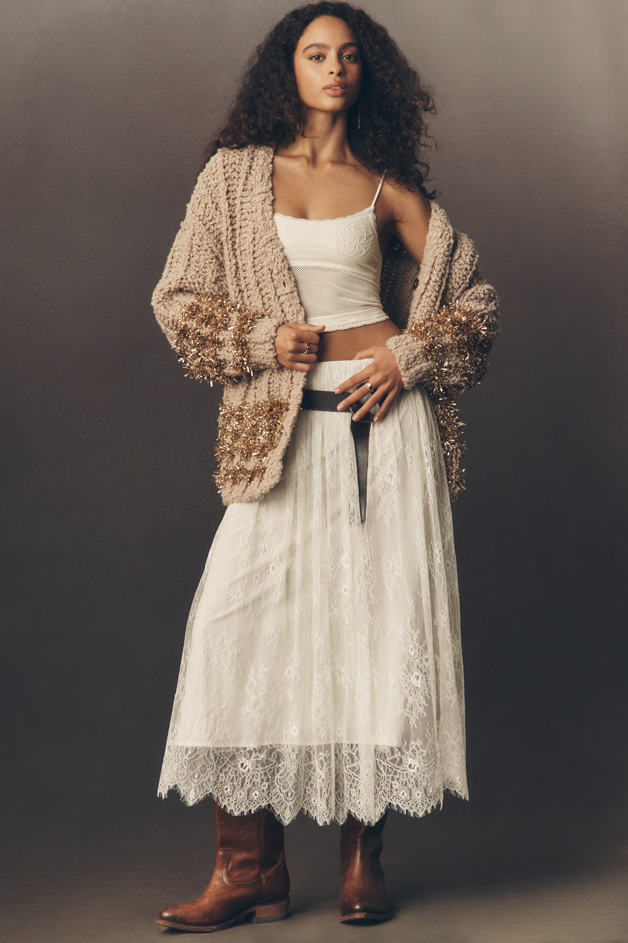 By Anthropologie Tinsel Wool Blend Cardigan Sweater