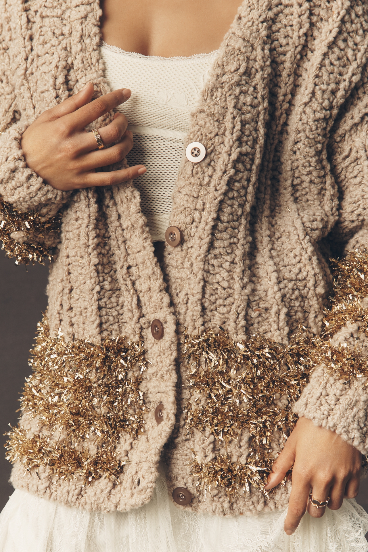 By Anthropologie Tinsel Wool Blend Cardigan Sweater