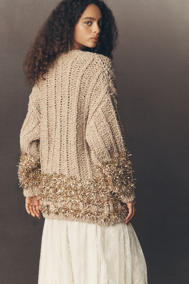 By Anthropologie Tinsel Wool Blend Cardigan Sweater #3