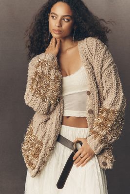 By Anthropologie Tinsel Wool Blend Cardigan Sweater