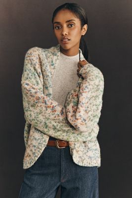 Pilcro Cropped & Collared Cable-Knit Cardigan Sweater | Anthropologie