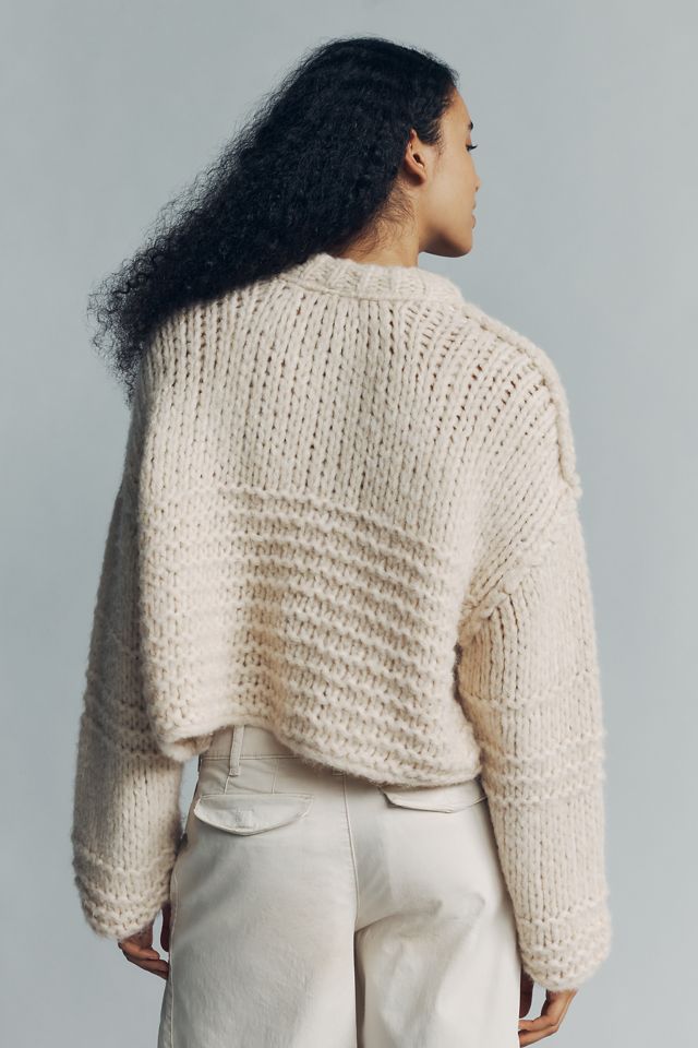 By Anthropologie Wool Blend Chunky Cropped Sweater #3