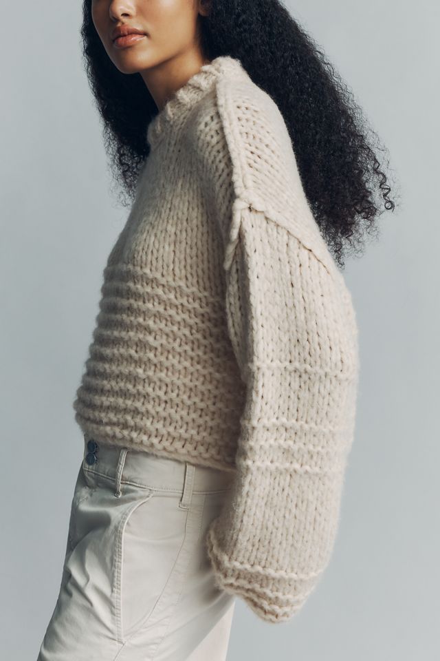 By Anthropologie Wool Blend Chunky Cropped Sweater #4