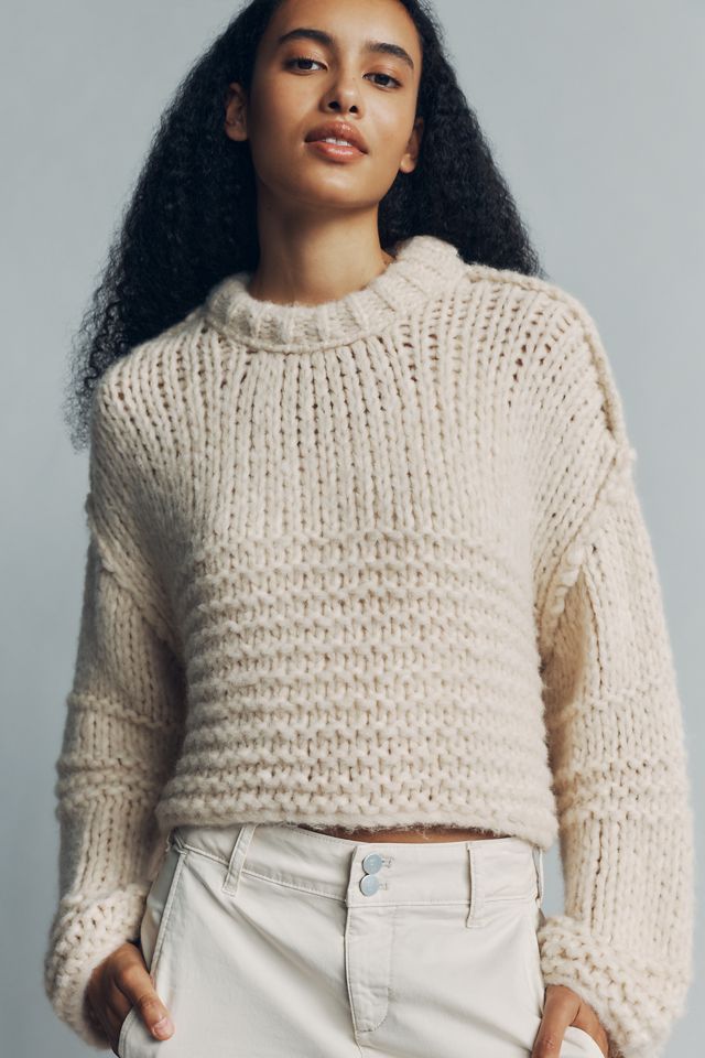 By Anthropologie Wool Blend Chunky Cropped Sweater #2