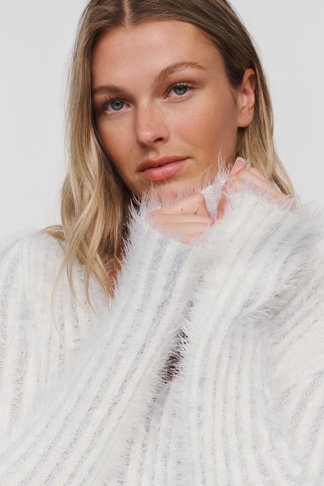By Anthropologie Ribbed Fuzzy V-Neck Jumper #1