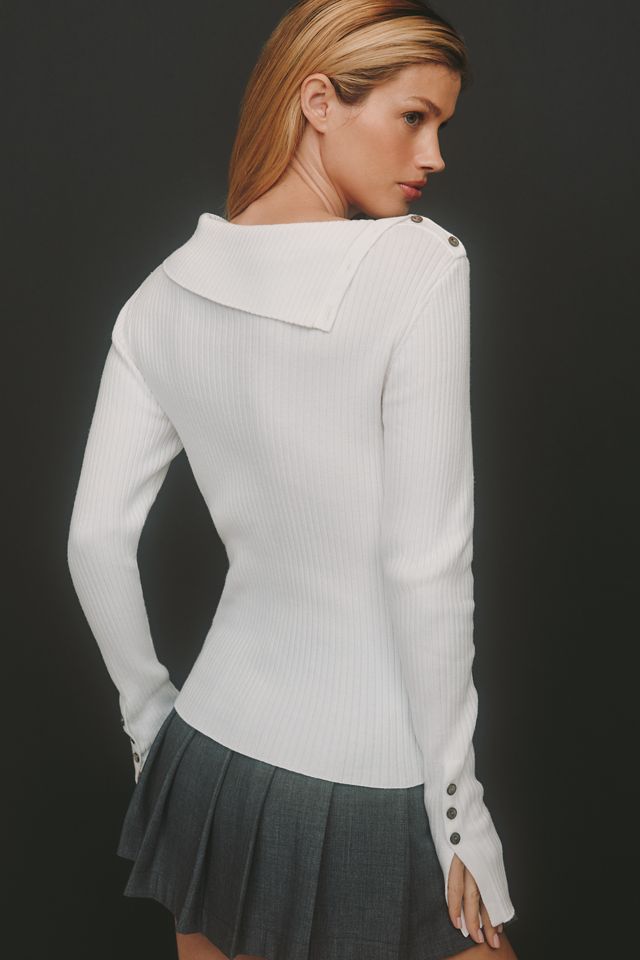 Nude Lucy Dreyfos Fitted Foldover Sweater #1