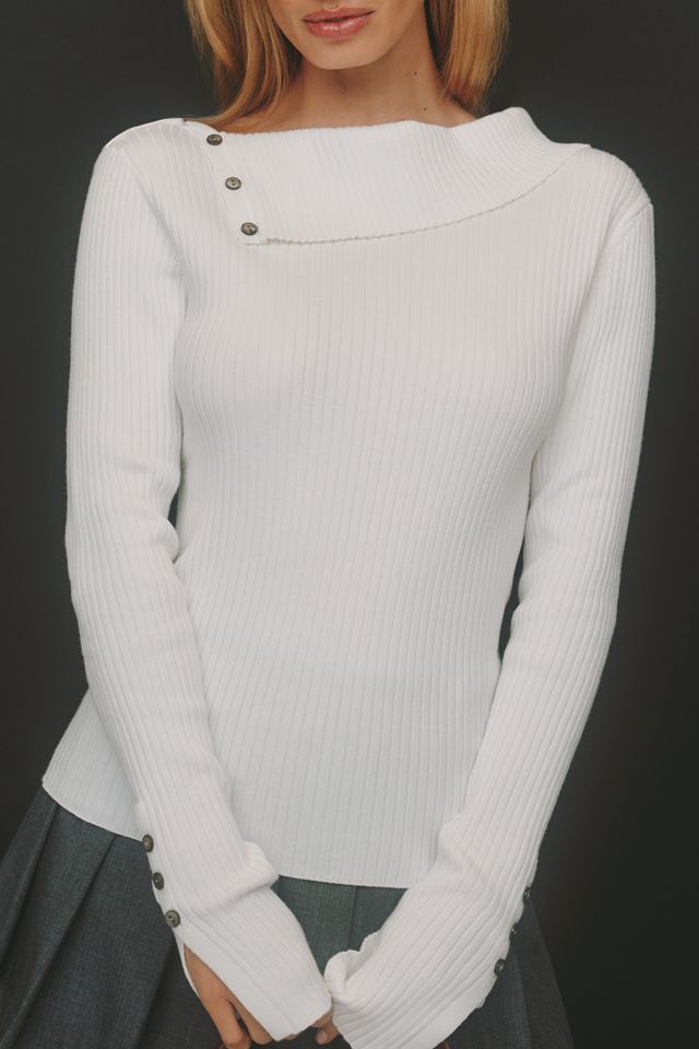 Nude Lucy Dreyfos Fitted Foldover Sweater #3