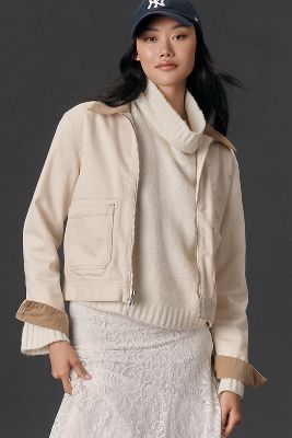 AG AG JO DENIM ZIP-FRONT CROPPED CHORE JACKET 