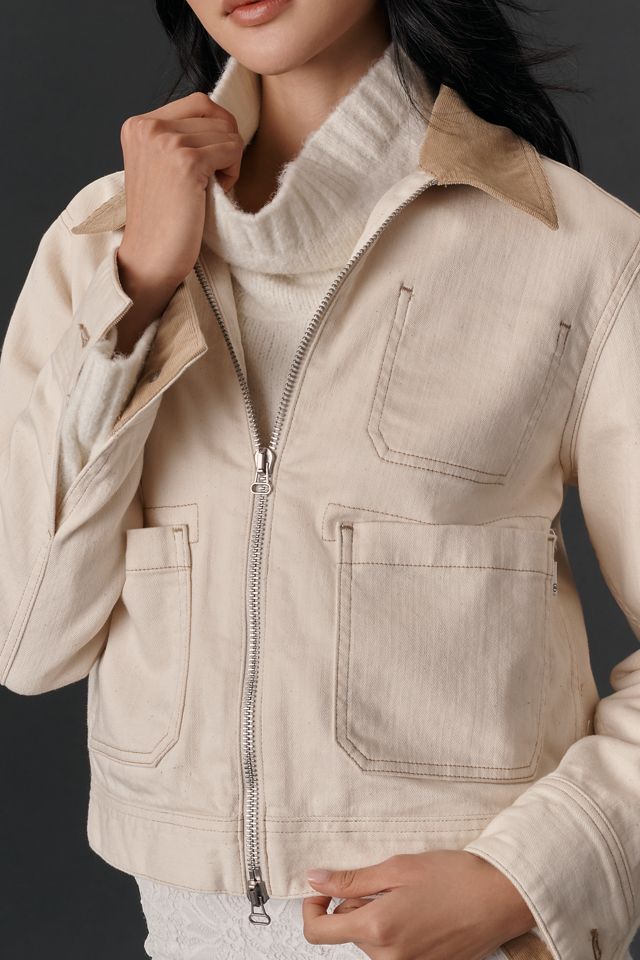 AG Jo Denim Zip-Front Cropped Chore Jacket #3