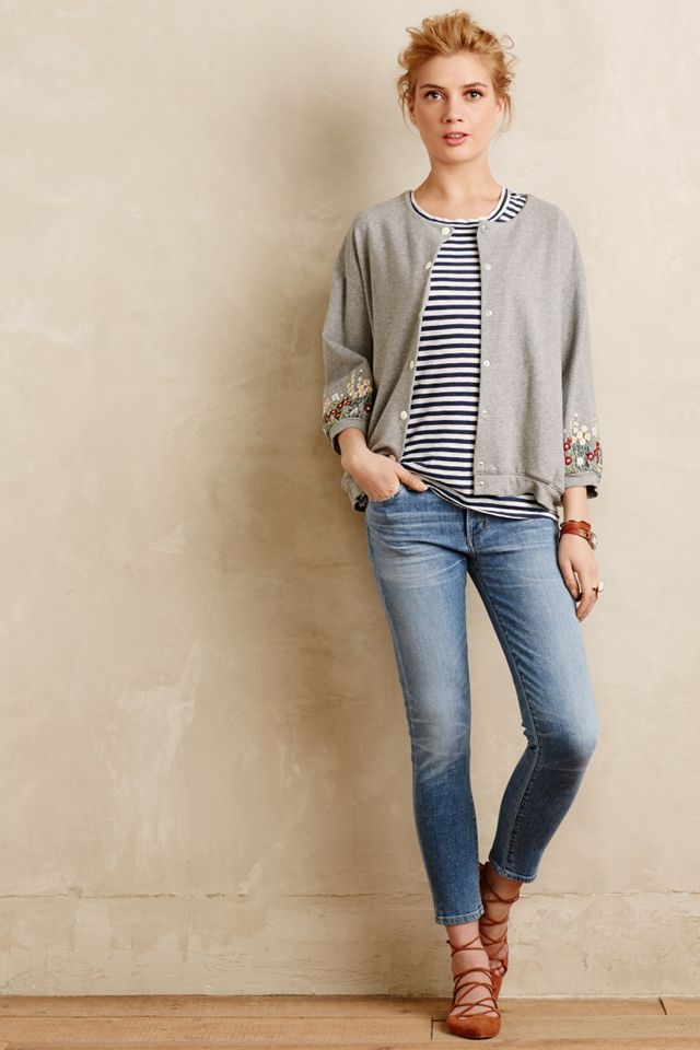 Embroidered Sweatshirt Jacket #2