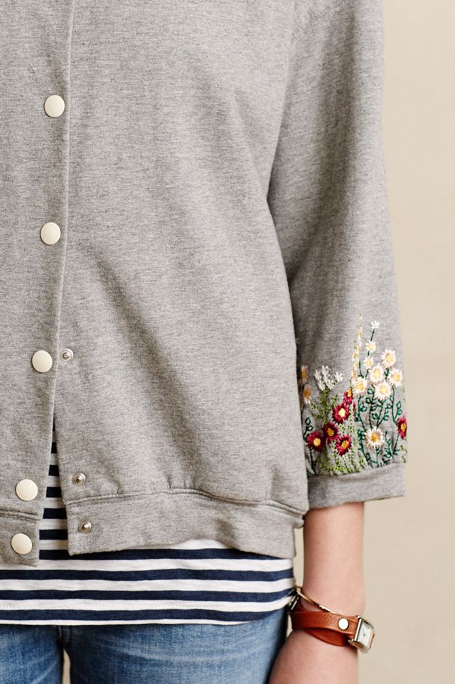 Embroidered Sweatshirt Jacket #3