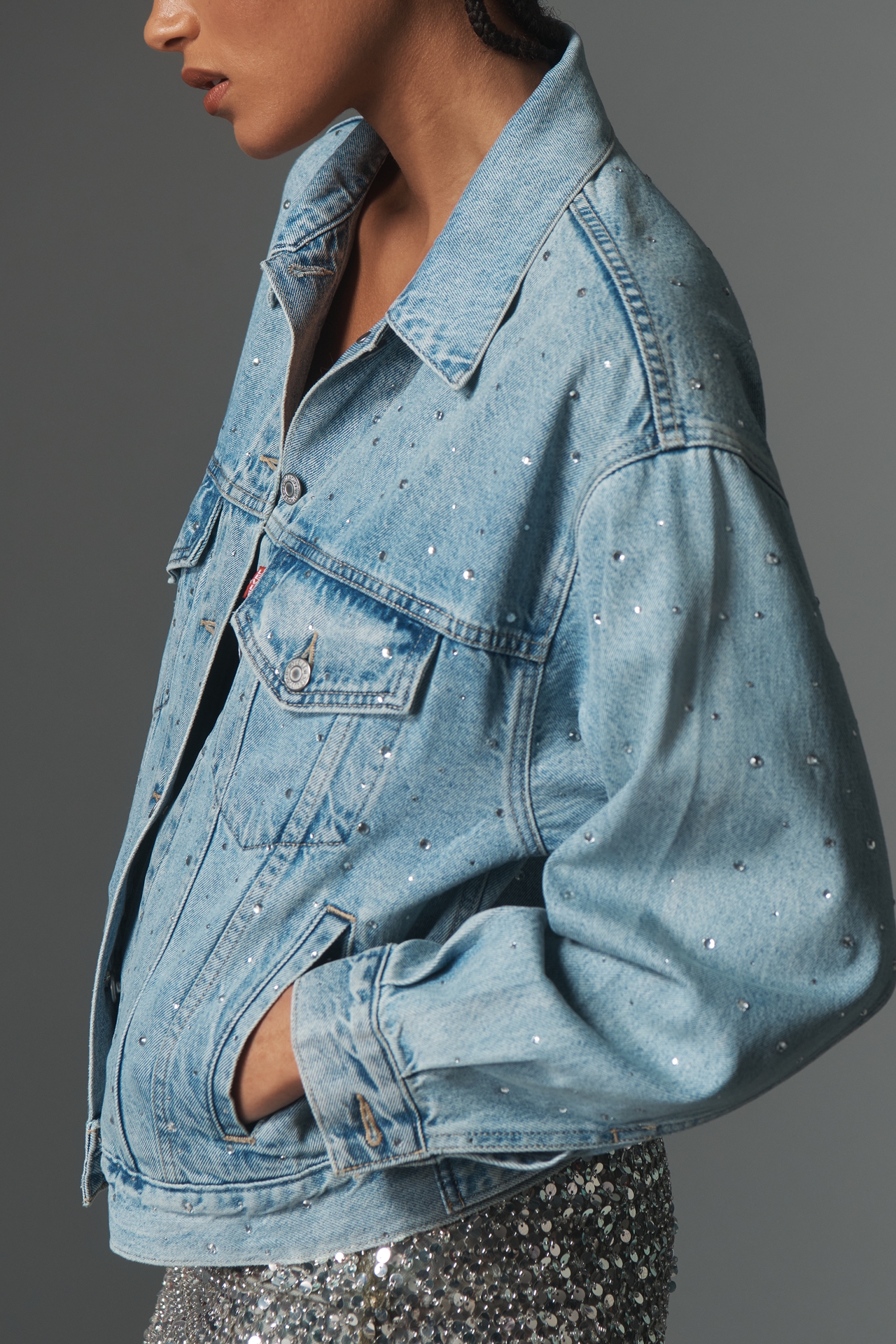 Levi's 90's Rhinestone Embellished Denim Trucker Jacket
