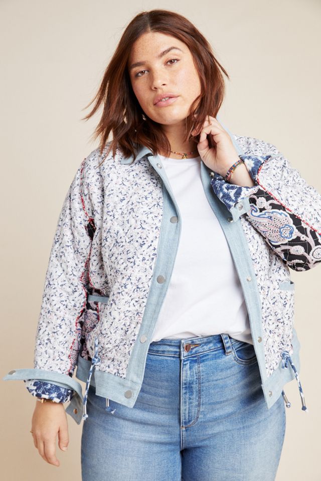 Denim-Trimmed Reversible Patchwork Jacket #7