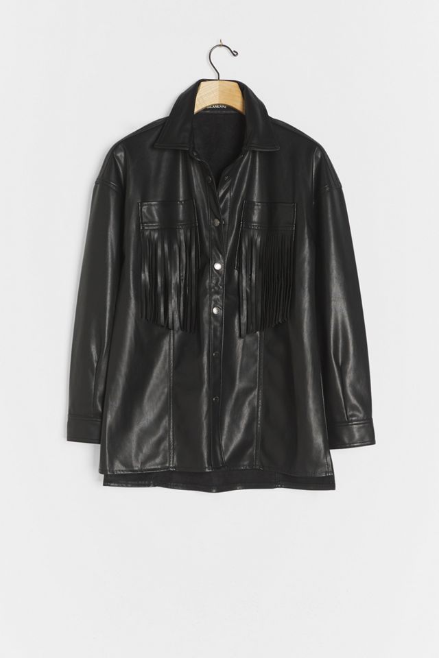Raven Fringed Faux Leather Jacket #1