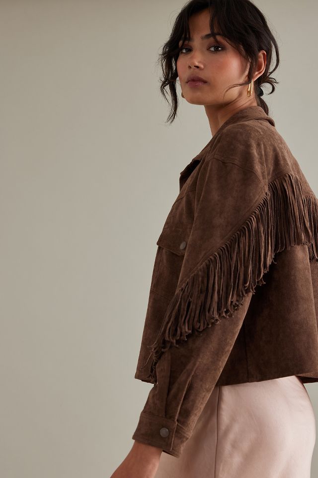 NWT Anthropologie Regan Fringed Shirt Jacket By Blank NYC deals