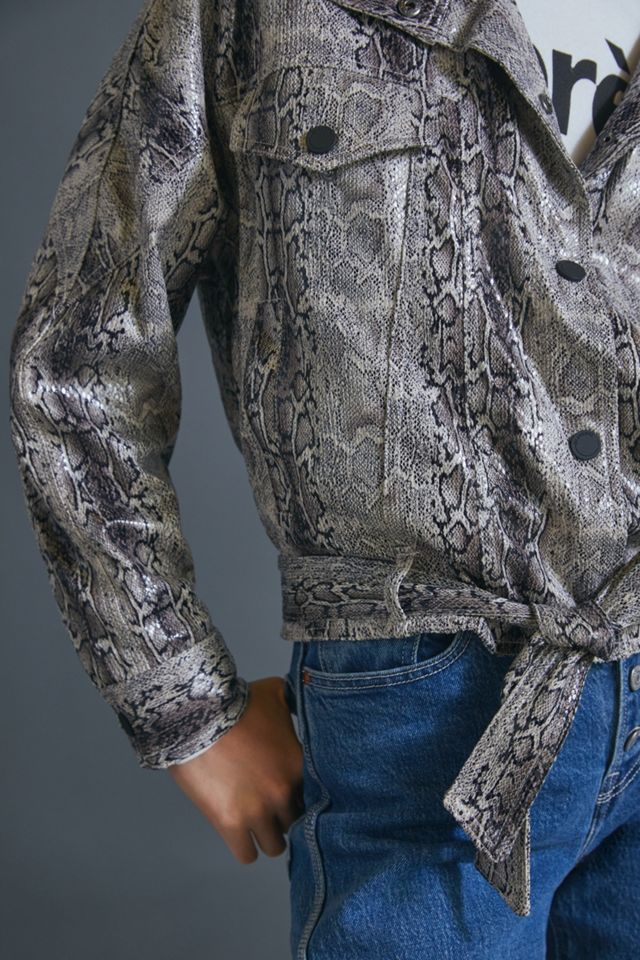 Ari Snake-Printed Faux Leather Jacket #1