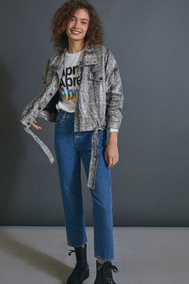 Ari Snake-Printed Faux Leather Jacket #3
