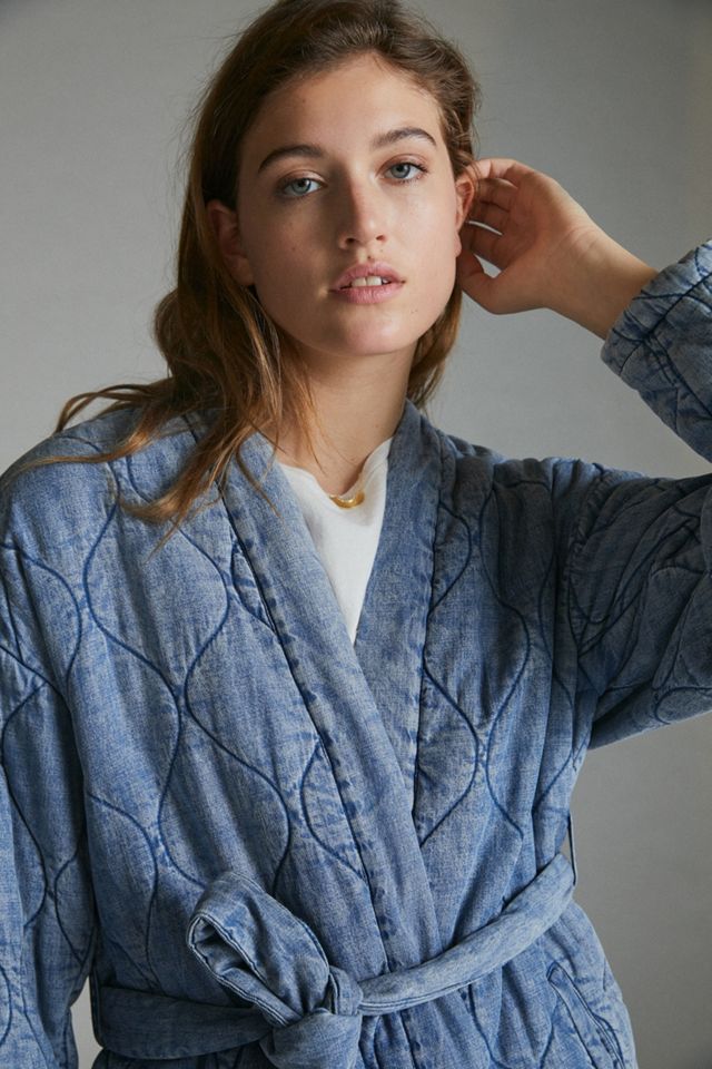 Rhea Quilted Denim Kimono Jacket | Anthropologie