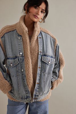 Women Casual Classic Denim Jean Jacket Oversize Vintage Distressed Ripped  Denim Outwear Long Sleeve Boyfriend Denim Jacket Coat 