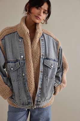 Sheepskin denim jacket outlet womens