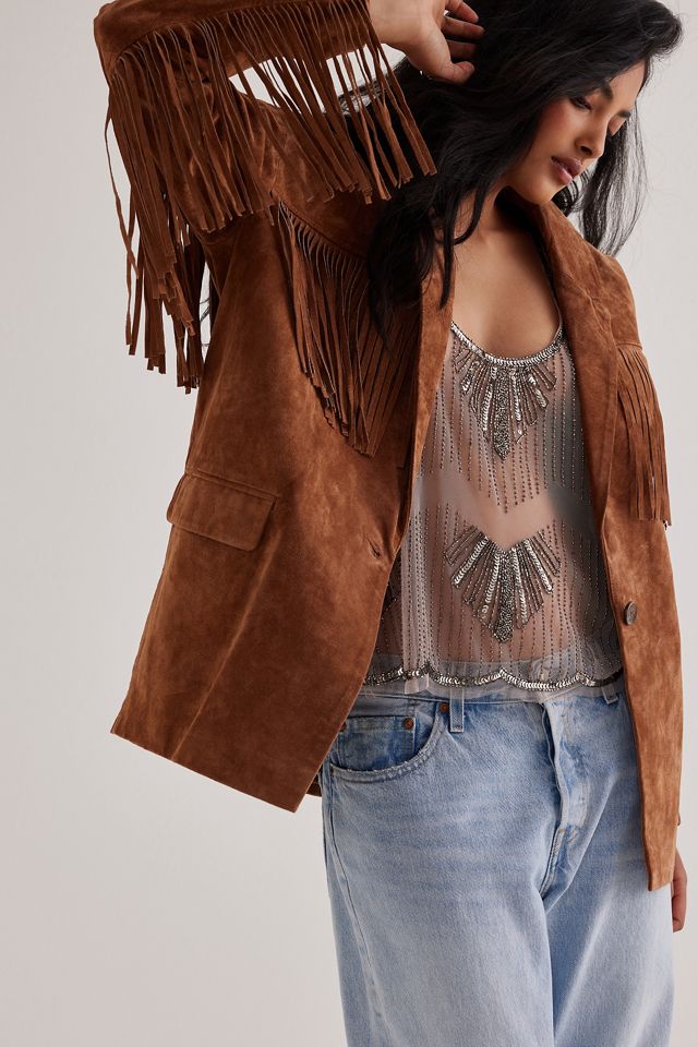 Blank NYC Suede Fringe Blazer Jacket #3
