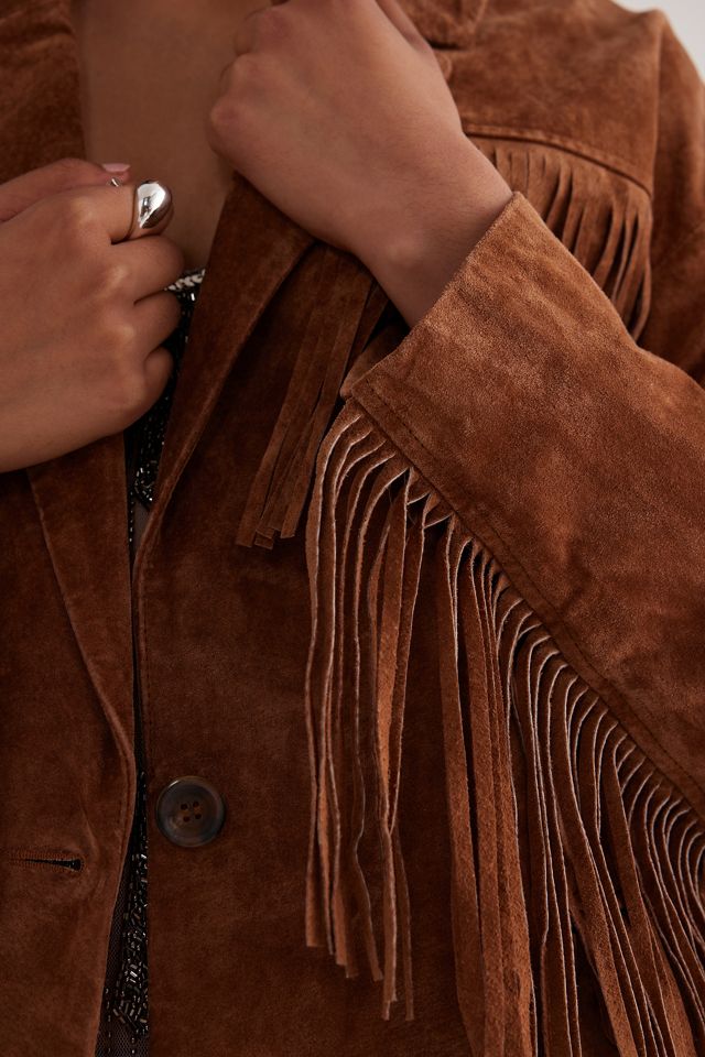 Blank NYC Suede Fringe Blazer Jacket #7