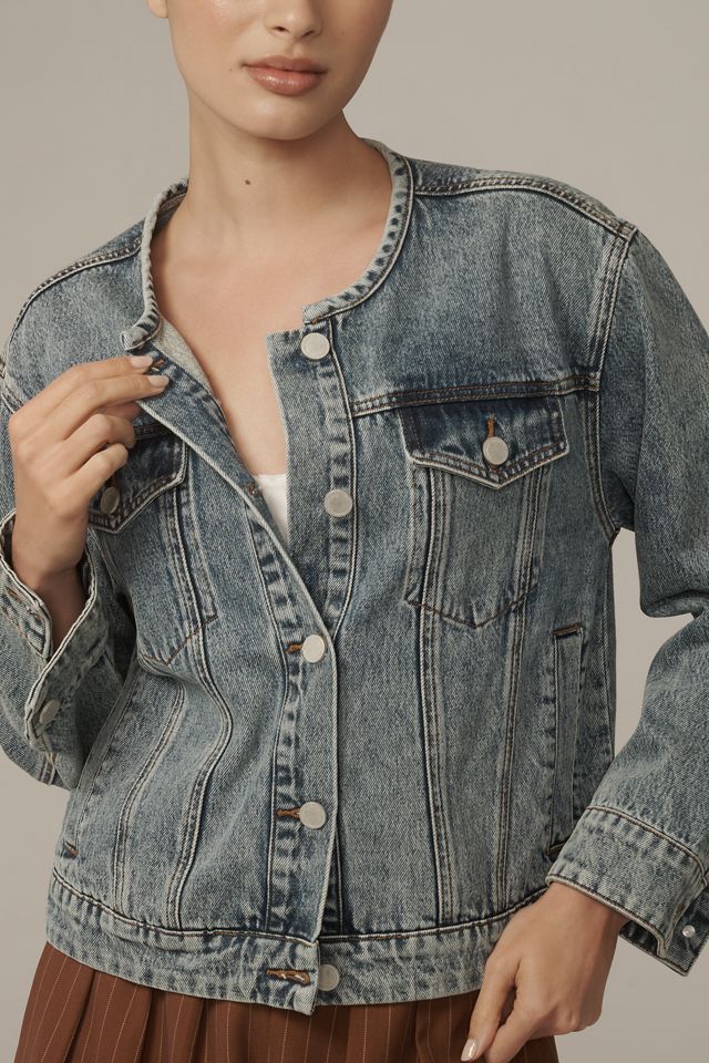 BLANKNYC Heads Up Collarless Denim Jacket #4