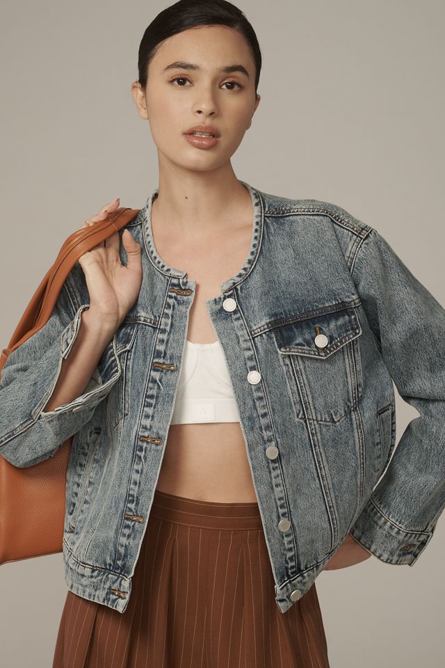 BLANKNYC Heads Up Collarless Denim Jacket #1
