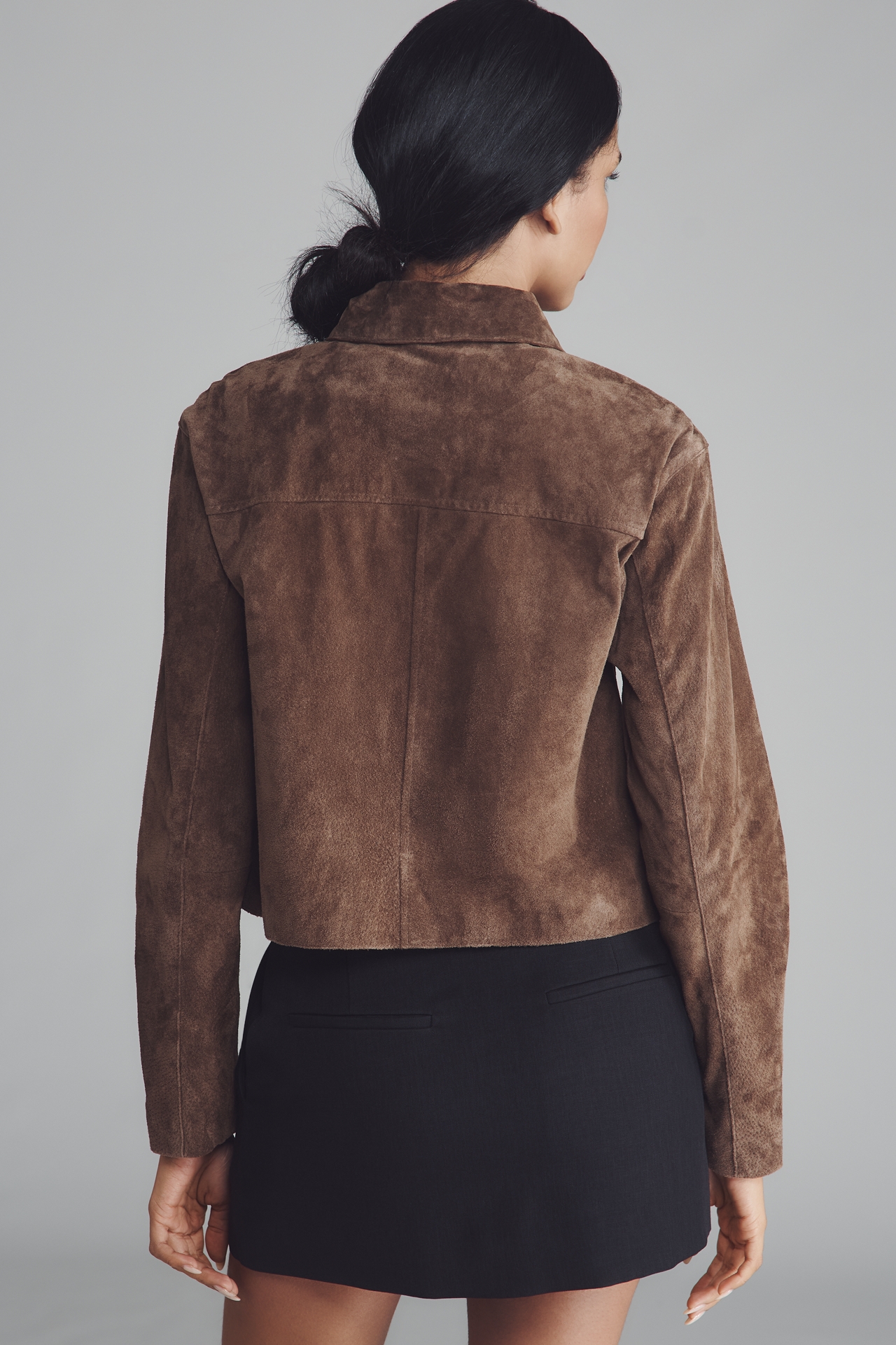 BLANKNYC Black Coffee Crop Suede Jacket