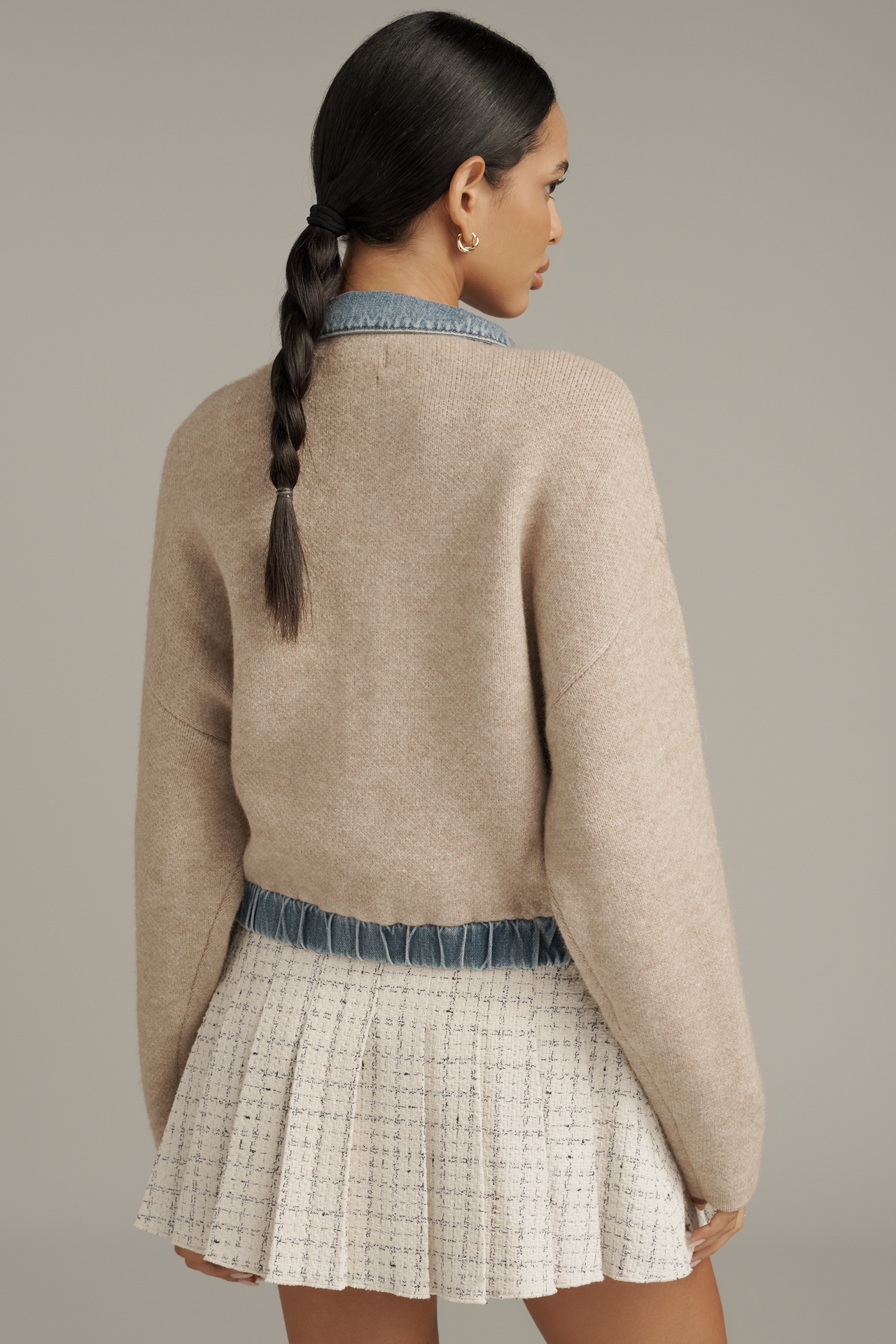 BLANKNYC Glow Up Denim & Knit Bomber Jacket