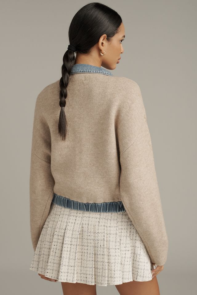 BLANKNYC Glow Up Denim & Knit Bomber Jacket #3