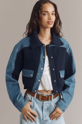 BLANKNYC Moving Up Denim Sweater Jacket