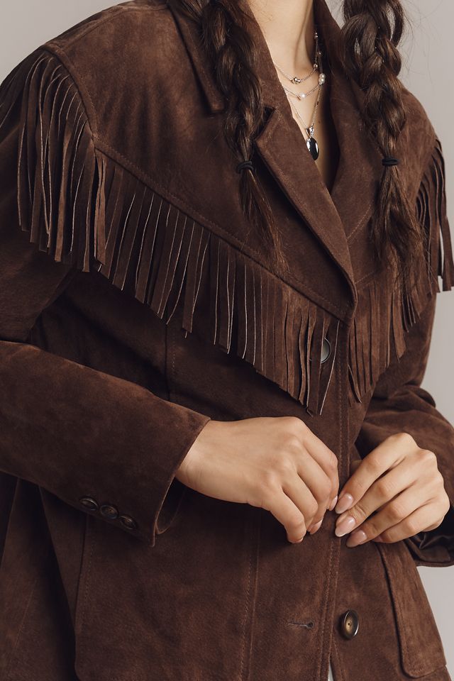 BLANKNYC Down to Earth Faux-Suede Fringe Jacket #1