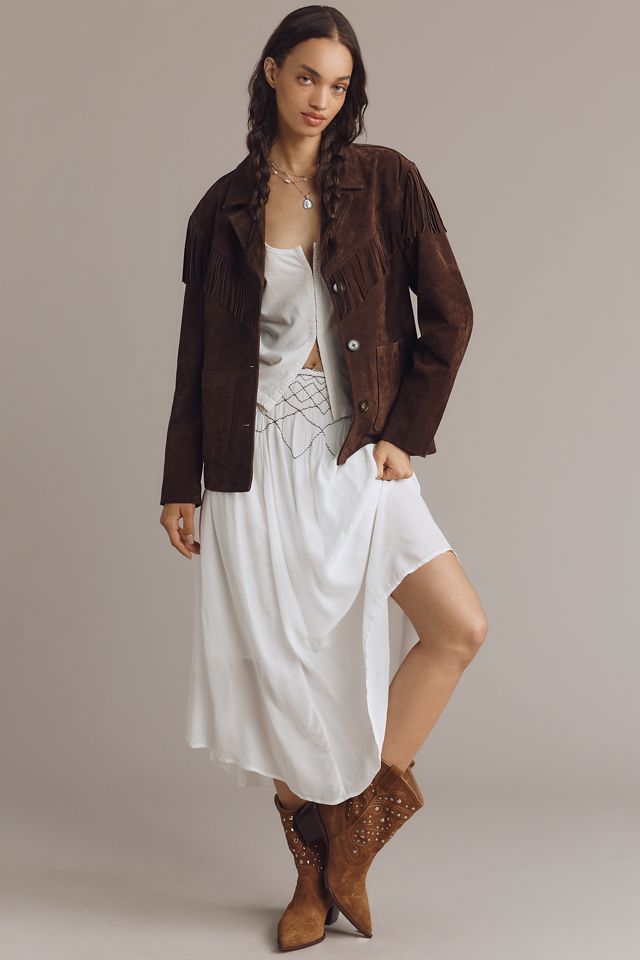 BLANKNYC Down to Earth Faux-Suede Fringe Jacket #3