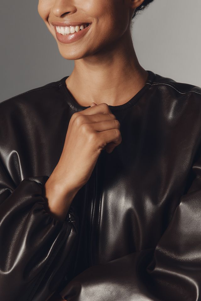 BLANKNYC Grand Slam Faux-Leather Bomber Jacket #4