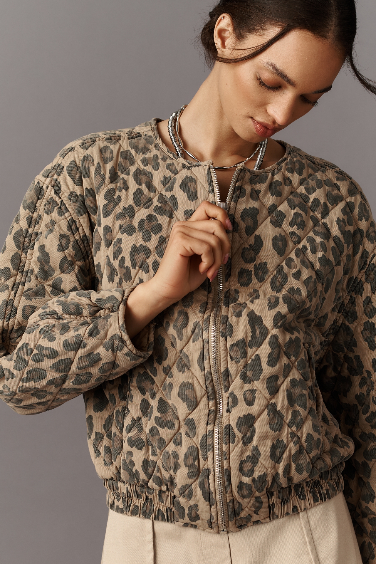 BLANKNYC Spot On Quilted Leopard Jacket