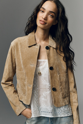 mid-range cropped suede jacket for women