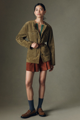 BLANKNYC Real Suede Collarless Jacket product page