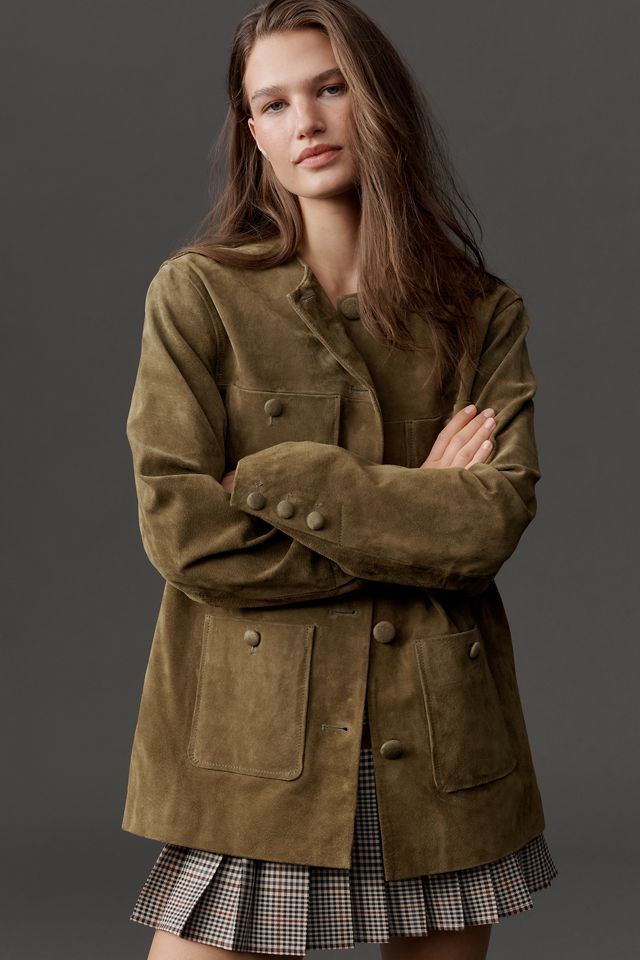 BLANKNYC Real Suede Collarless Jacket #2