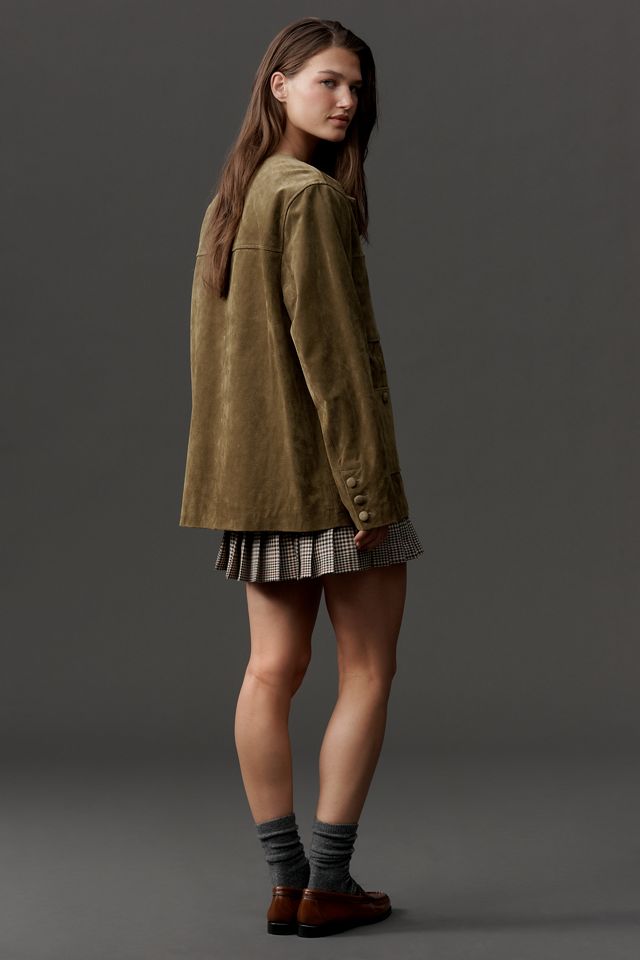 BLANKNYC Real Suede Collarless Jacket #3