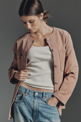 BLANKNYC Real Suede Collarless Jacket