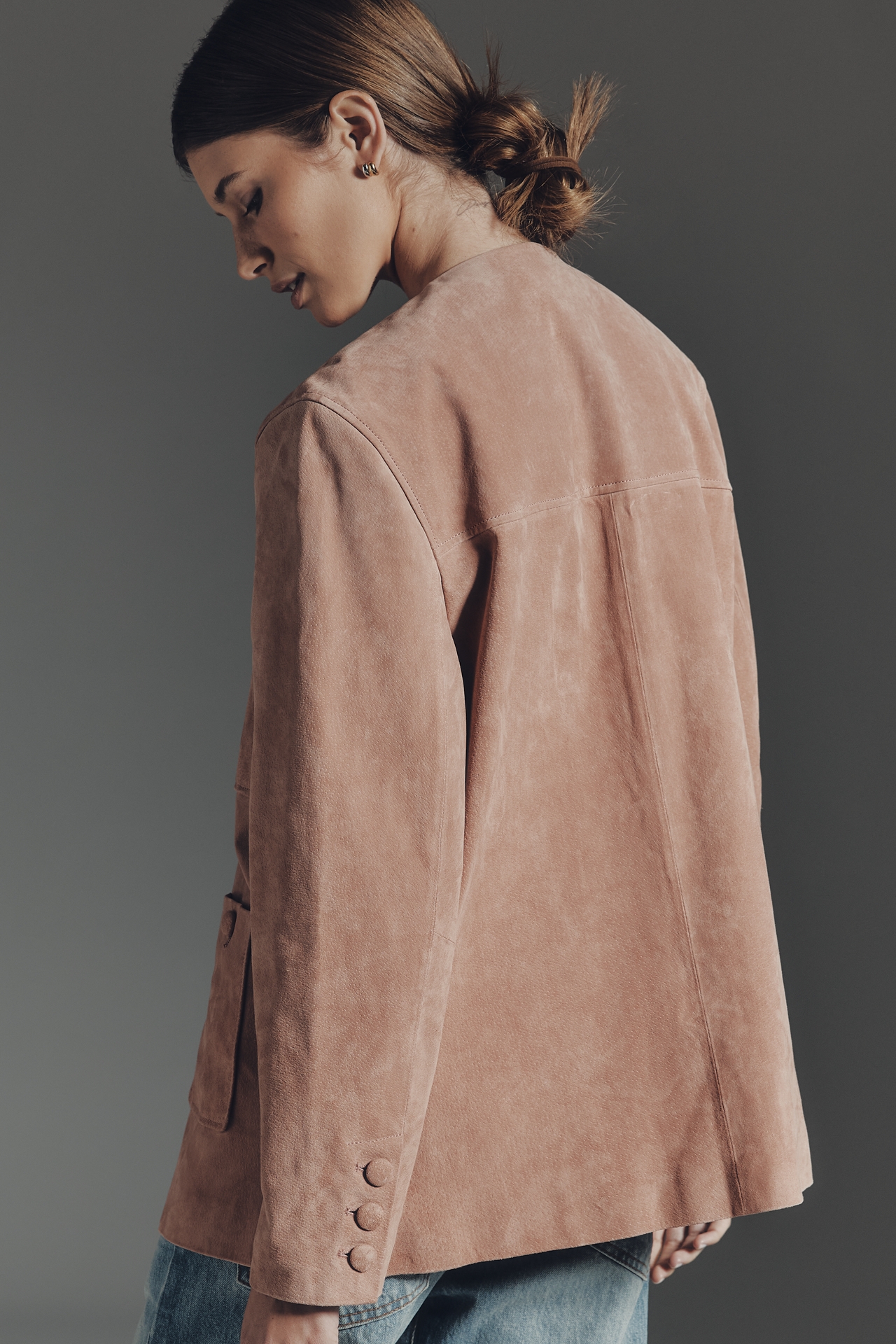 BLANKNYC Real Suede Collarless Jacket
